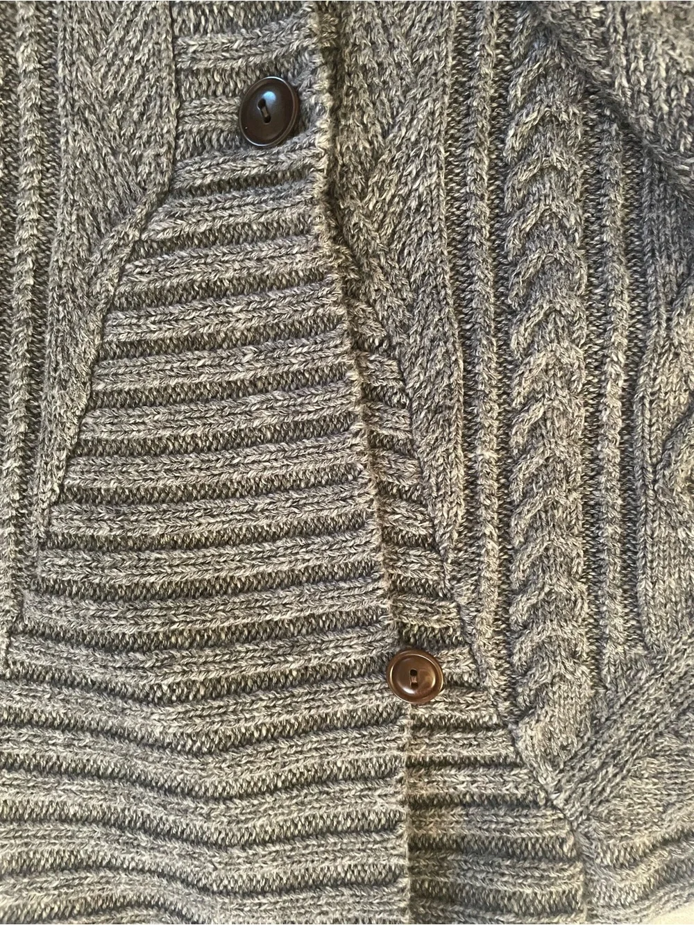 J Crew Men’s Gray Cable Knit Cardigan Sweater Size XL